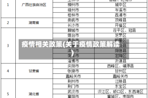 疫情相关政策(关于疫情政策解读)