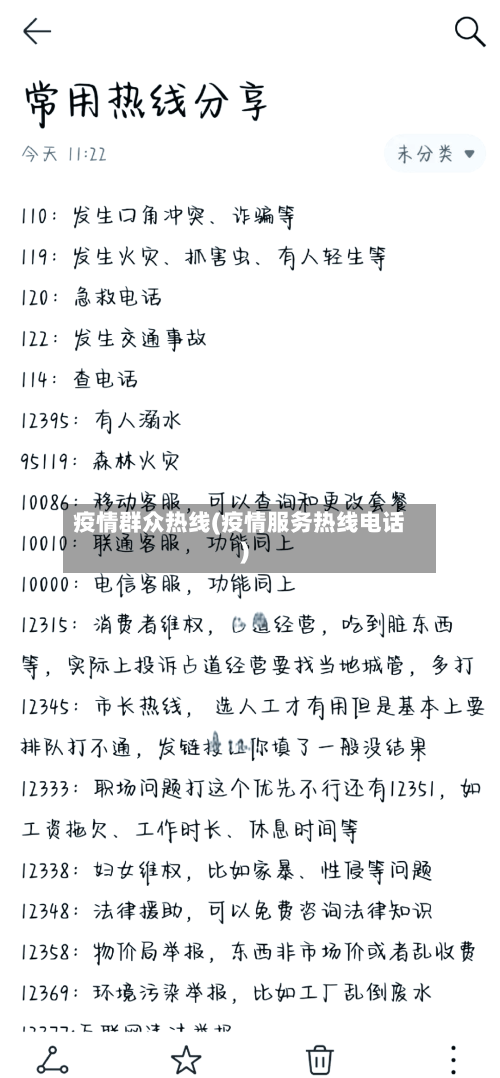疫情群众热线(疫情服务热线电话)-第1张图片