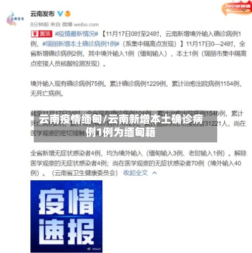 云南疫情缅甸/云南新增本土确诊病例1例为缅甸籍-第1张图片